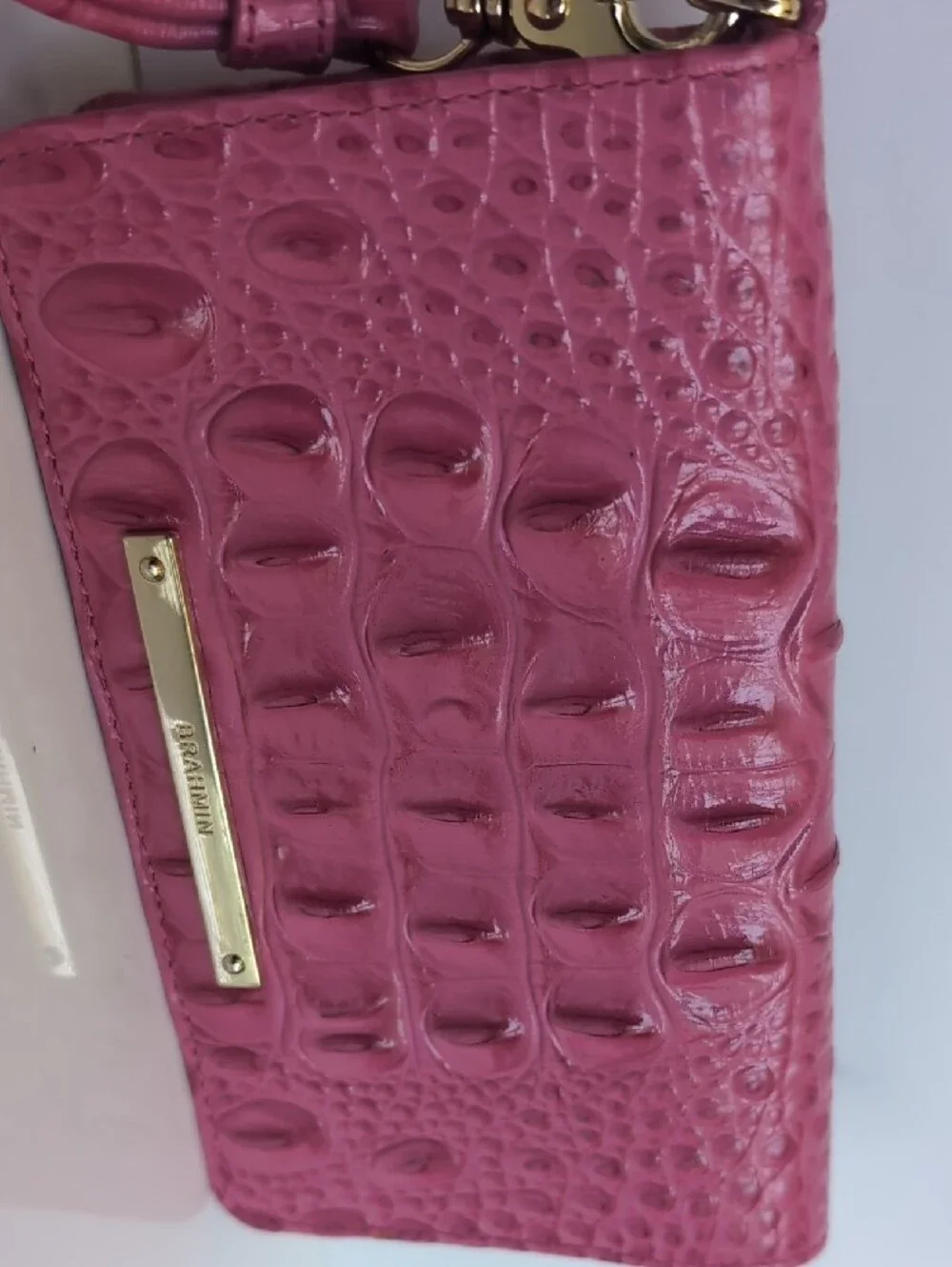 Brahmin Fuchsia Croc-Embossed Wristlet